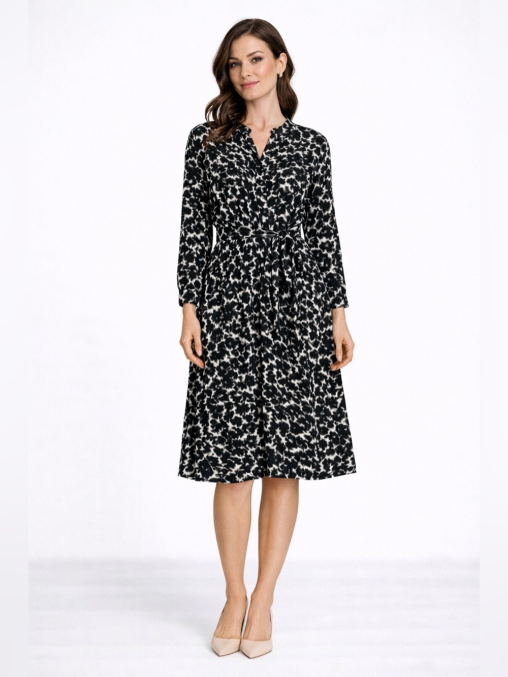 H&M Black and White Oversized Long Sleeve Dress